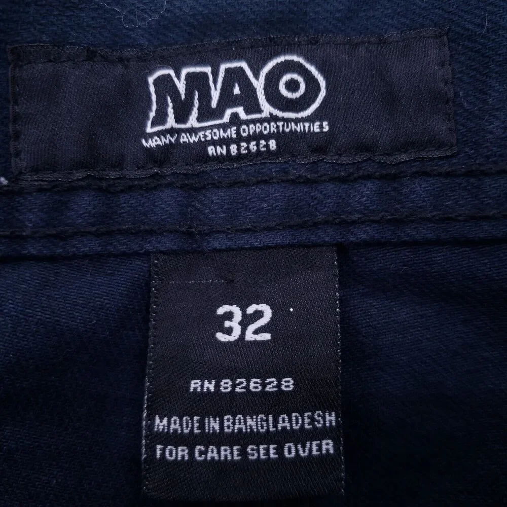 Mao Jean Shorts Denim Cotton Mens SZ 32 Black Straight VTG Baggy 90s Y2K